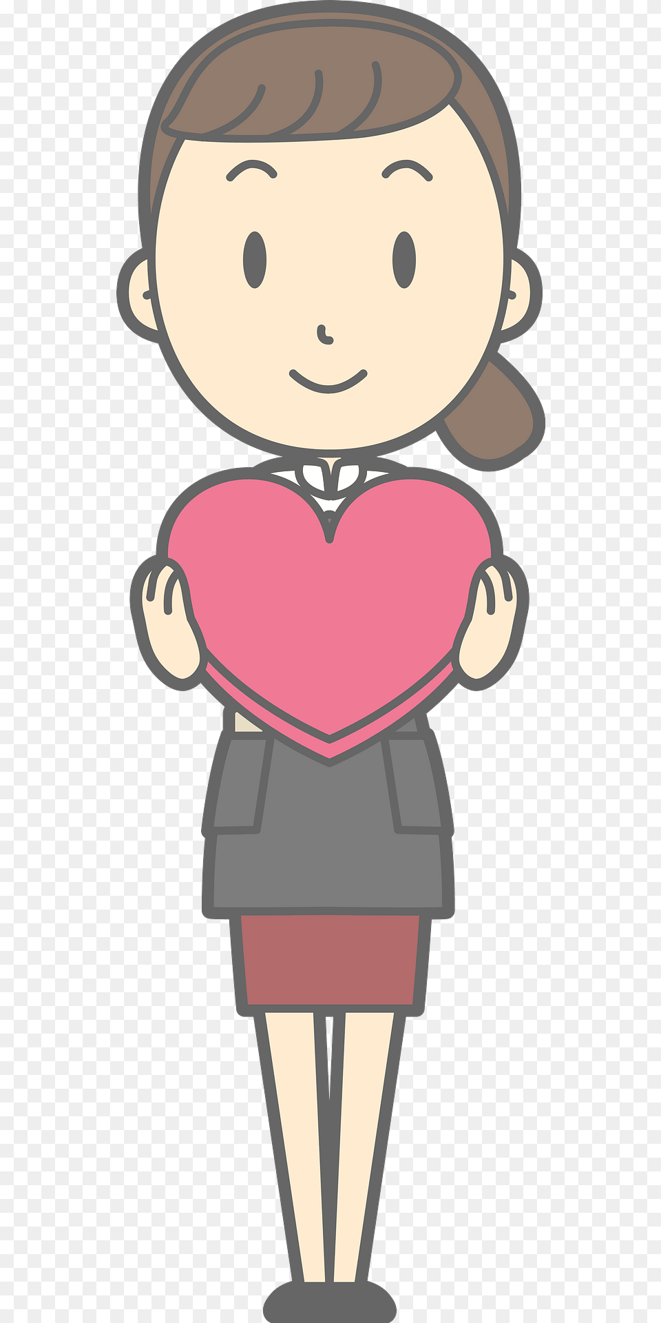Dawn Waitress Woman Is Holding A Red Heart Clipart, Person, Face, Head, Cream Png Image