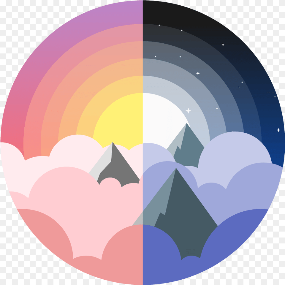 Day And Night Above The Clouds Smokie Clipart Half Moon Clipart Half Moon Half Sun, Nature, Outdoors, Sphere, Art Png
