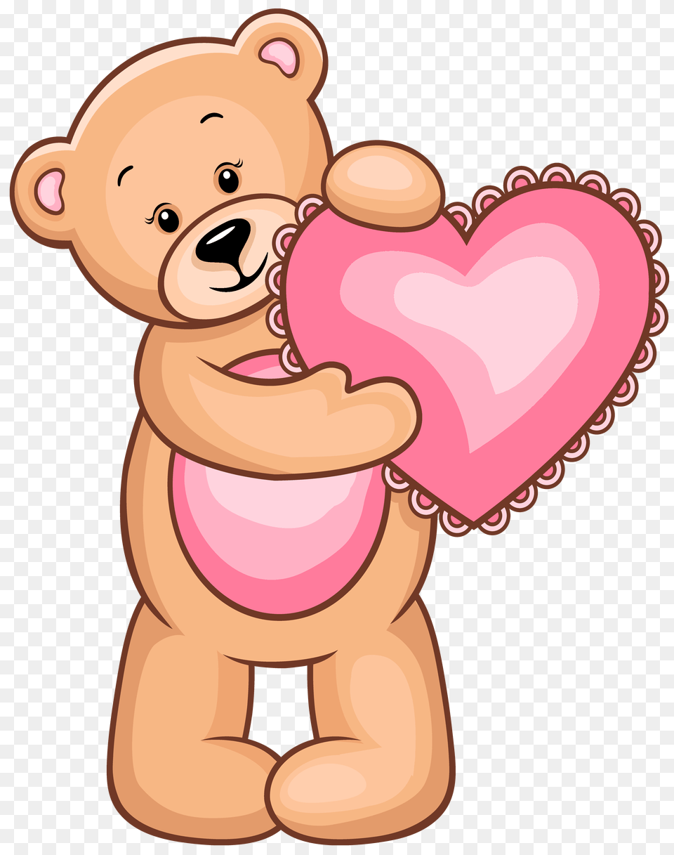 Day Cartoon Pink Cheek For Teddy Bear Teddy Bear With Heart Clipart, Animal, Mammal, Wildlife Free Transparent Png