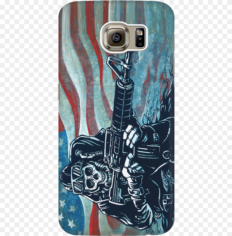 Day Of The Dead Artist David Lozeau Us Navy Seal Phone Stretched Canvas Print Lozeau39s Us Navy Seal, Electronics, Mobile Phone, Adult, Female Free Png