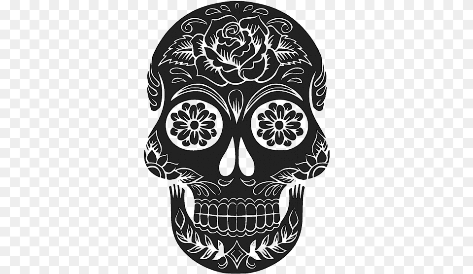 Day Of The Dead Black Ink By Day Of The Dead Skull Public Domain, Stencil, Art, Blackboard, Drawing Png Image