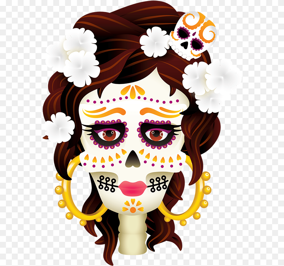 Day Of The Dead Candles Clipart Catrina Day Mexican Skull With, Portrait, Photography, Person, Head Free Png Download