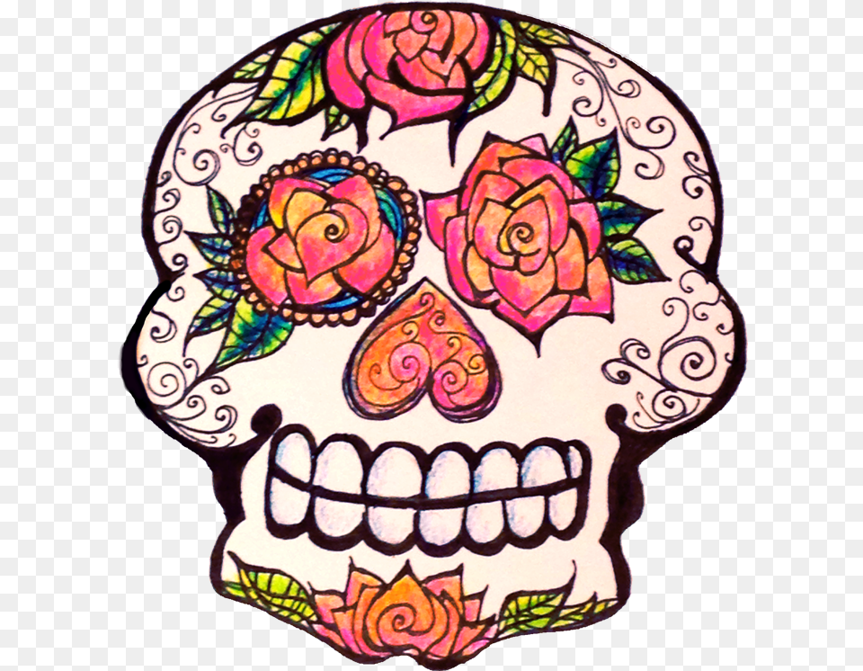 Day Of The Dead Cartoon Dia De Los Muertos Sugar Skulls, Art, Sticker, Drawing, Doodle Png Image