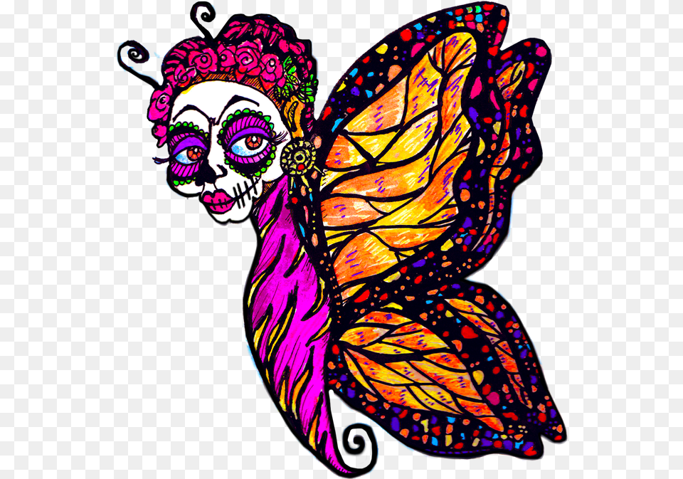 Day Of The Dead Clipart At Getdrawings Dia De Los Muertos Butterfly, Art, Adult, Female, Person Png Image