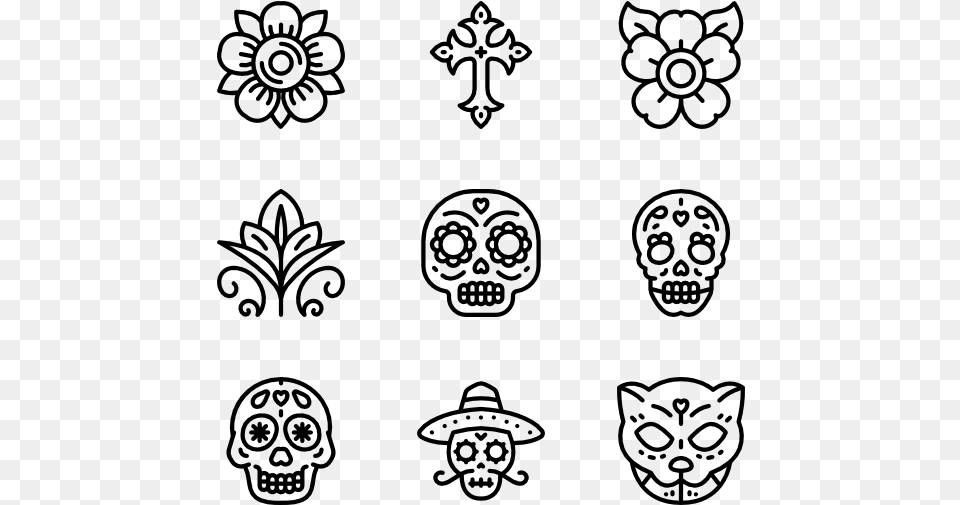 Day Of The Dead Day Of The Dead Flowers Vector, Gray Png