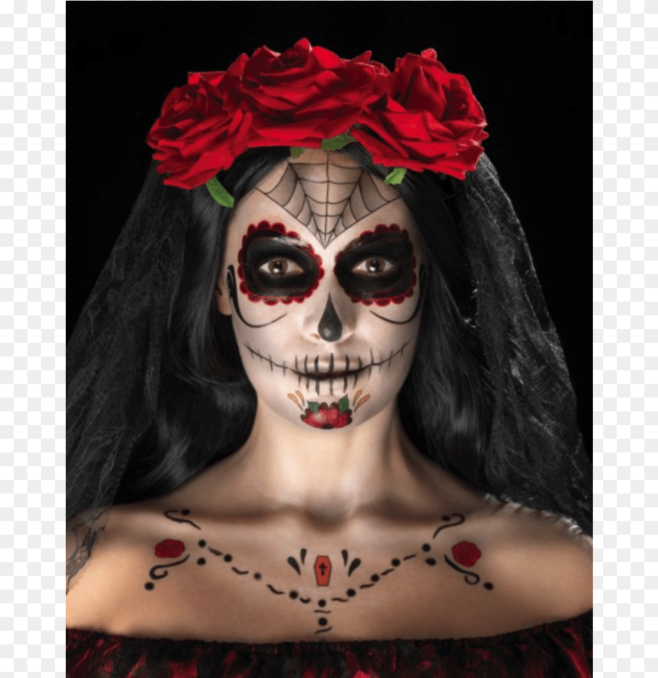 Day Of The Dead Face Paint Female, Adult, Wedding, Person, Woman Png Image