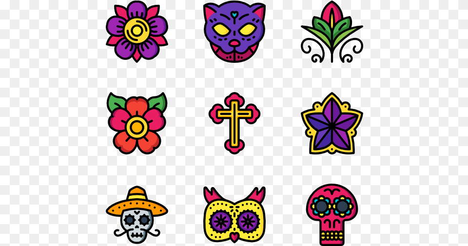 Day Of The Dead Flower Clipart, Purple, Pattern, Baby, Person Png Image