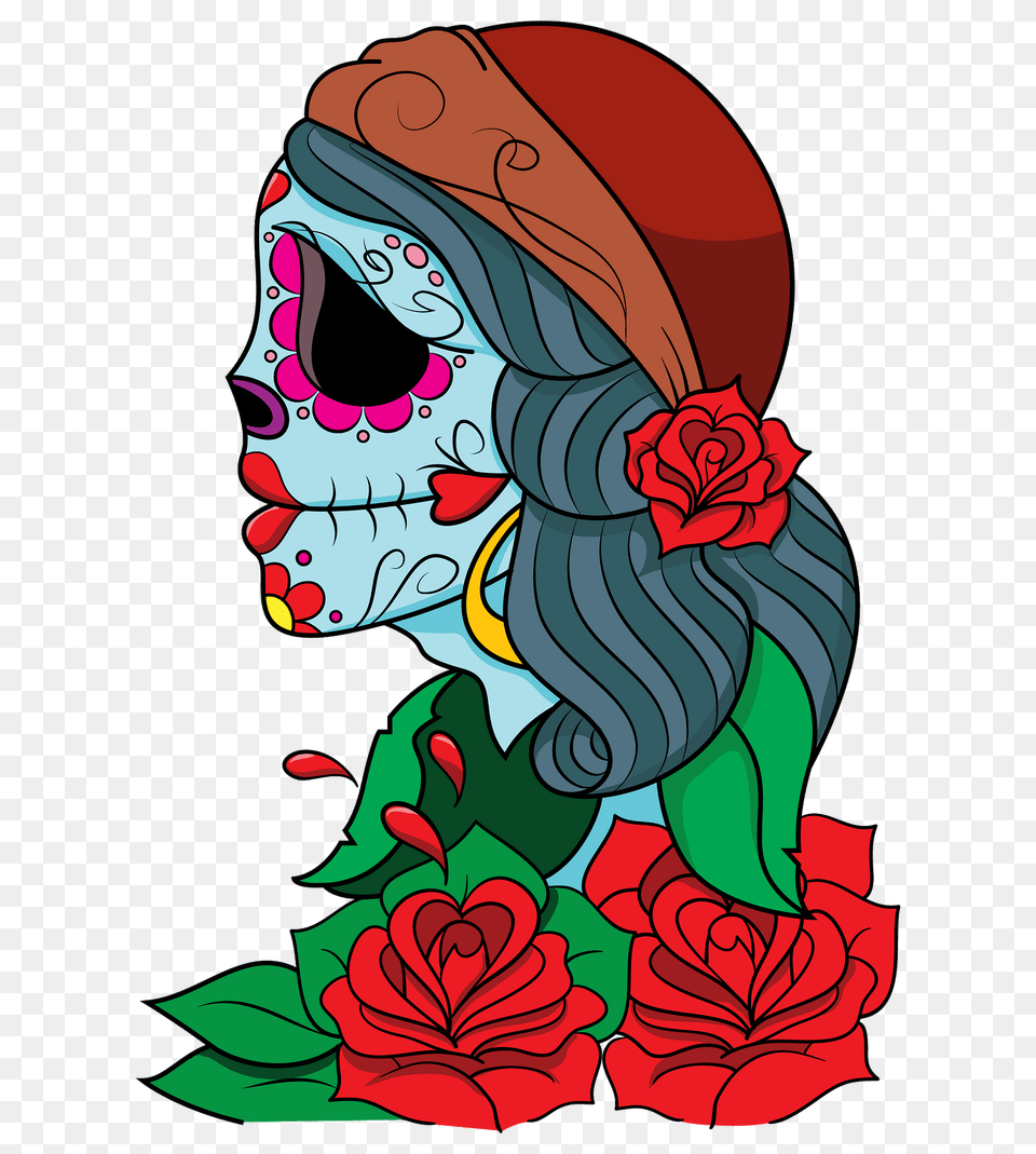 Day Of The Dead Gypsy Clipart, Art, Pattern, Graphics, Floral Design Png Image