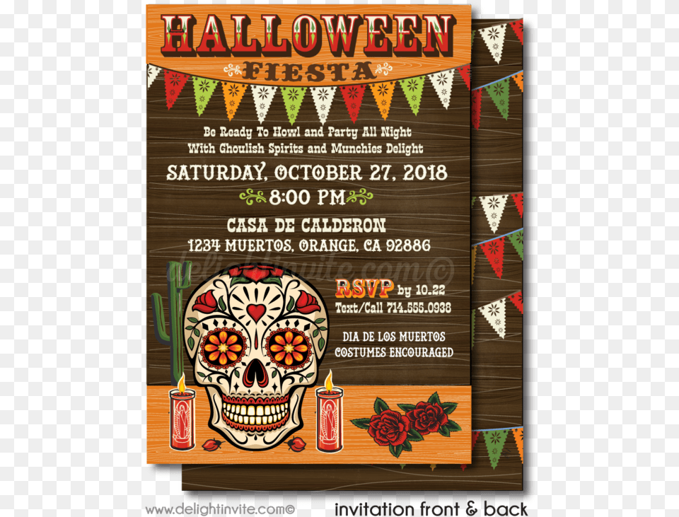 Day Of The Dead Halloween Party Invitations Halloween, Advertisement, Poster Free Png Download