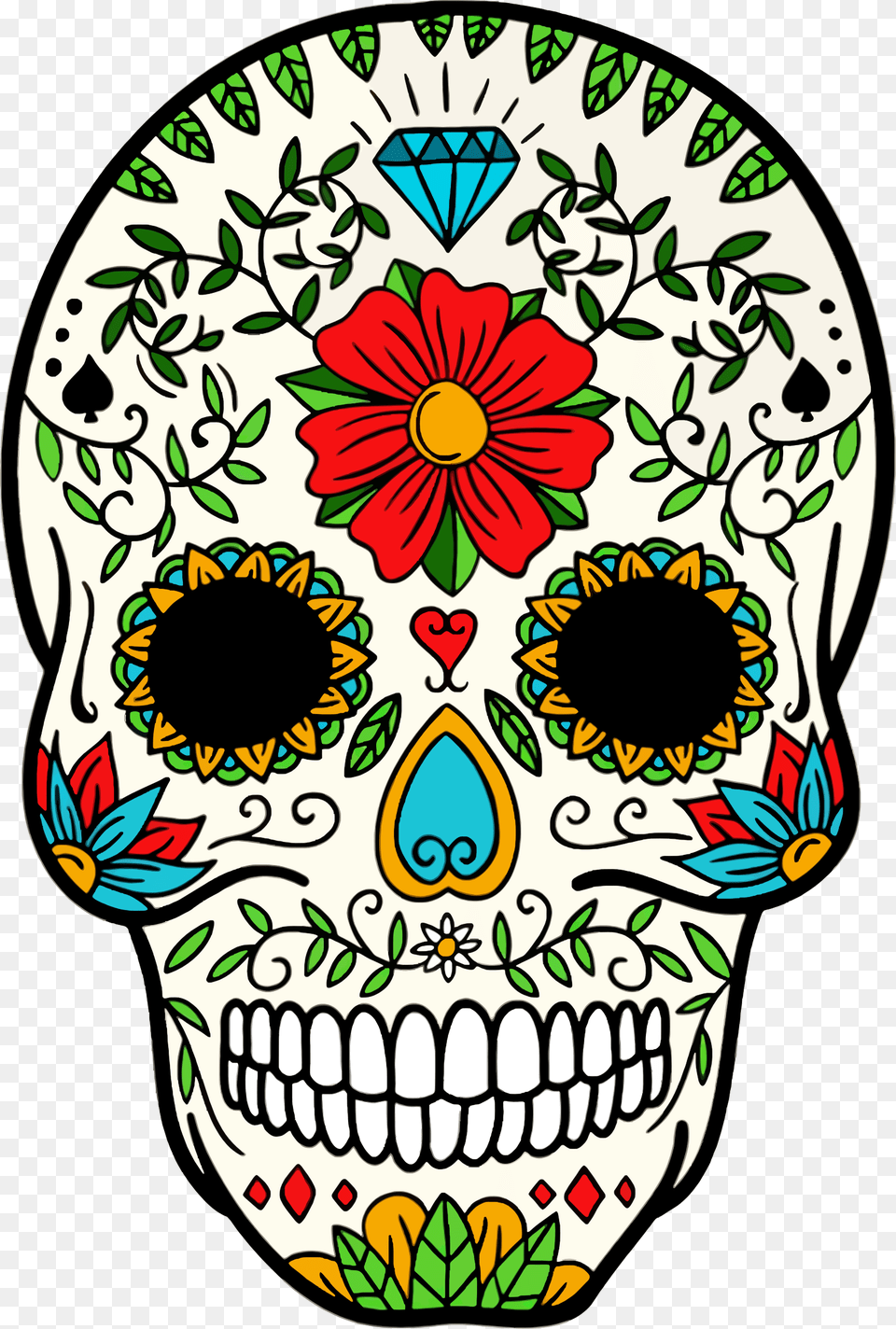 Day Of The Dead Skeleton Skull Clipart Download Day Of The Dead Skull Artwork, Art, Graphics, Daisy, Flower Png Image