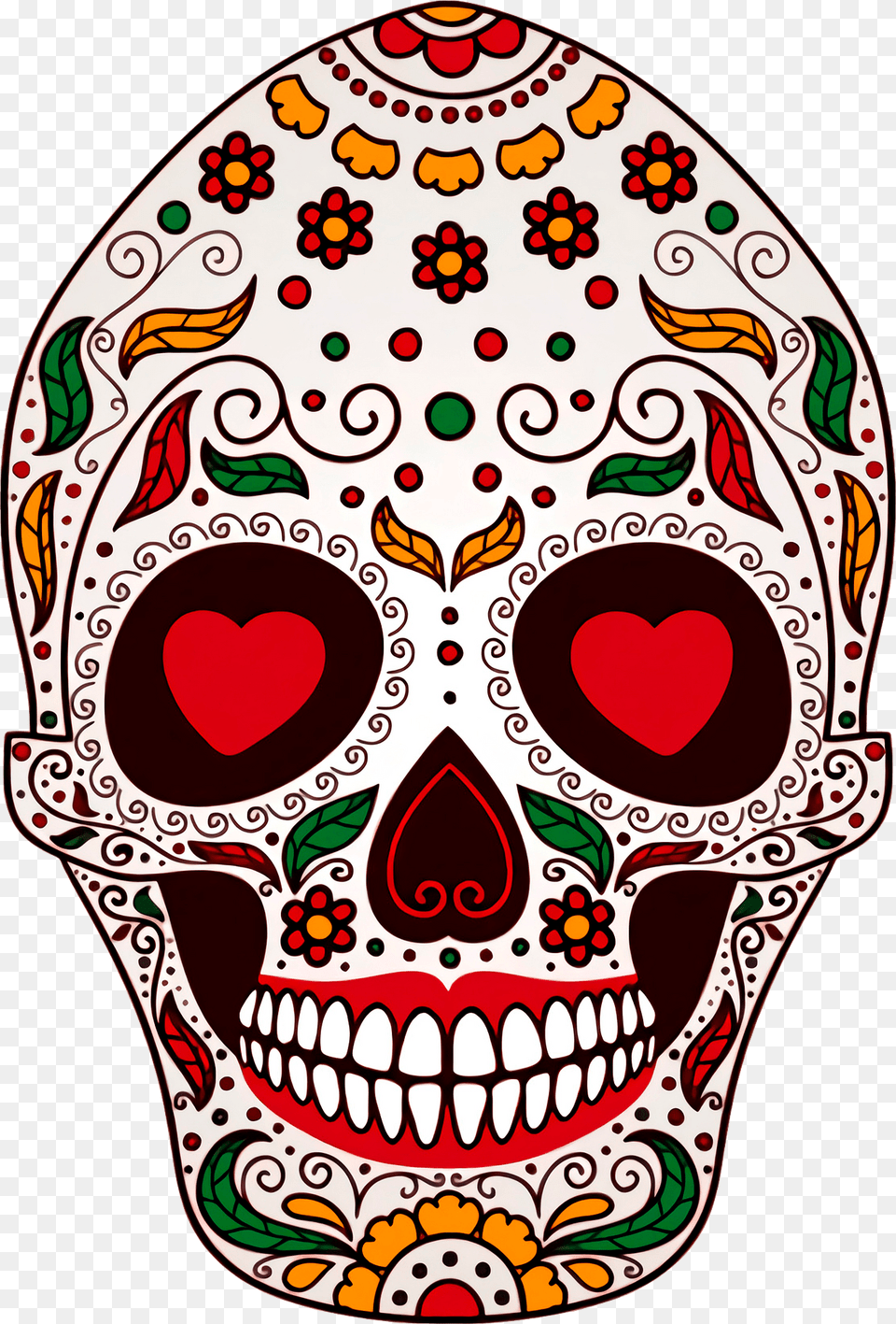 Day Of The Dead Skull Clipart, Art, Drawing, Face, Head Png Image