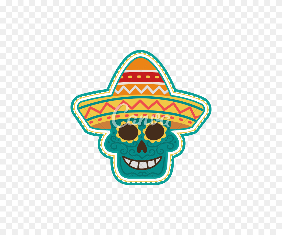 Day Of The Dead Skull Icon, Clothing, Hat, Sombrero, Face Free Png Download