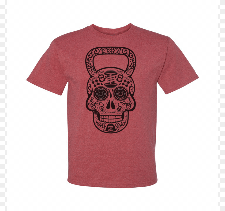 Day Of The Dead Skull Kettlebell Distressed Style Shirt Skull, Clothing, T-shirt Free Png Download
