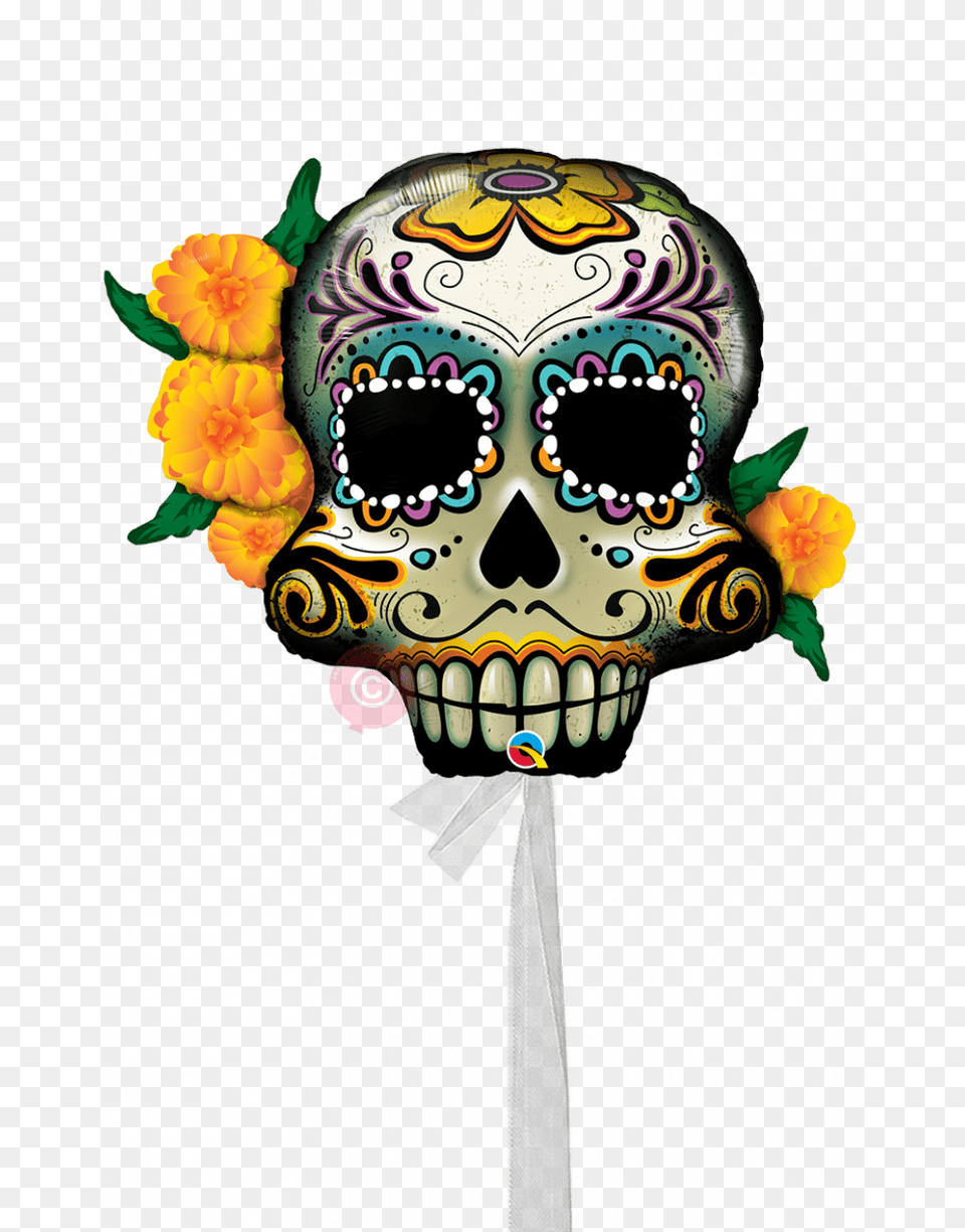 Day Of The Dead Skull Single Jumbo Balloons Delivered Inflated, Art, Graphics, Flower, Plant Free Png Download