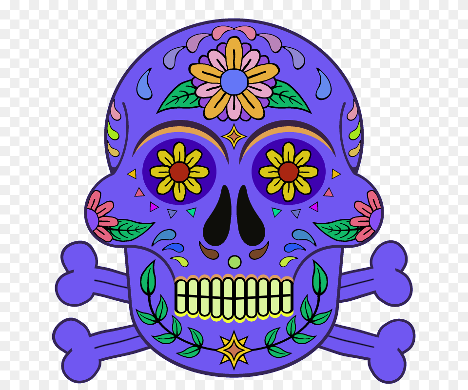 Day Of The Dead Sugar Skull X Transparent, Purple, Art, Graphics, Drawing Png Image