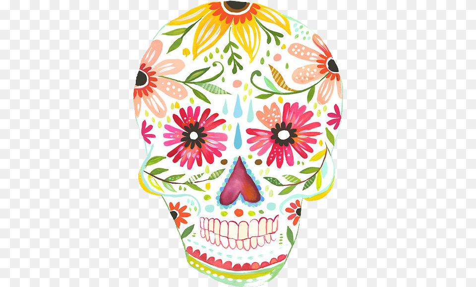 Day Of The Dead Watercolor Skull, Art, Graphics, Pattern, Collage Png Image