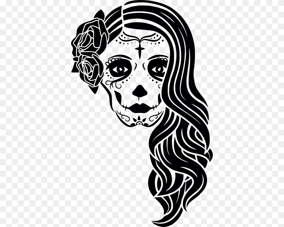 Day Of The Dead Woman Silhouette Catrina, Art, Drawing, Cross, Symbol Free Png Download