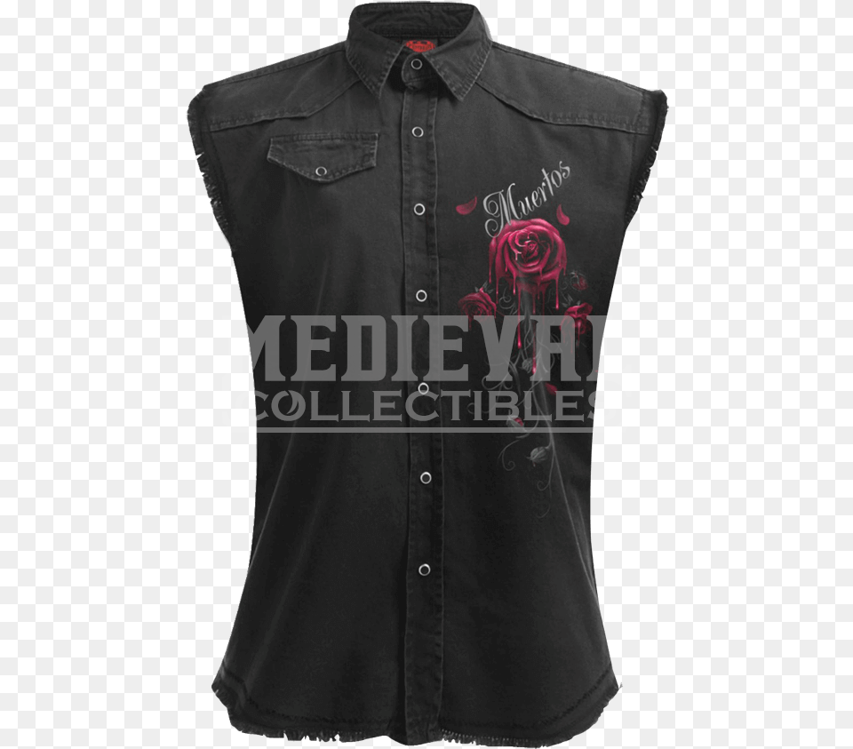 Day Of The Dead Womens Sleeveless Work Shirt Black Leather Vest Medieval, Clothing Free Png Download