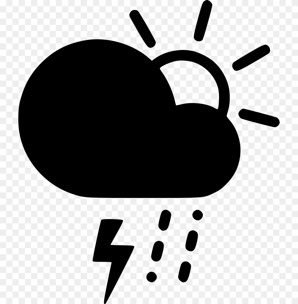 Day Sleet Storm Cloud Lightning Rain Sun Sun And Wind Icon, Stencil, Silhouette Png