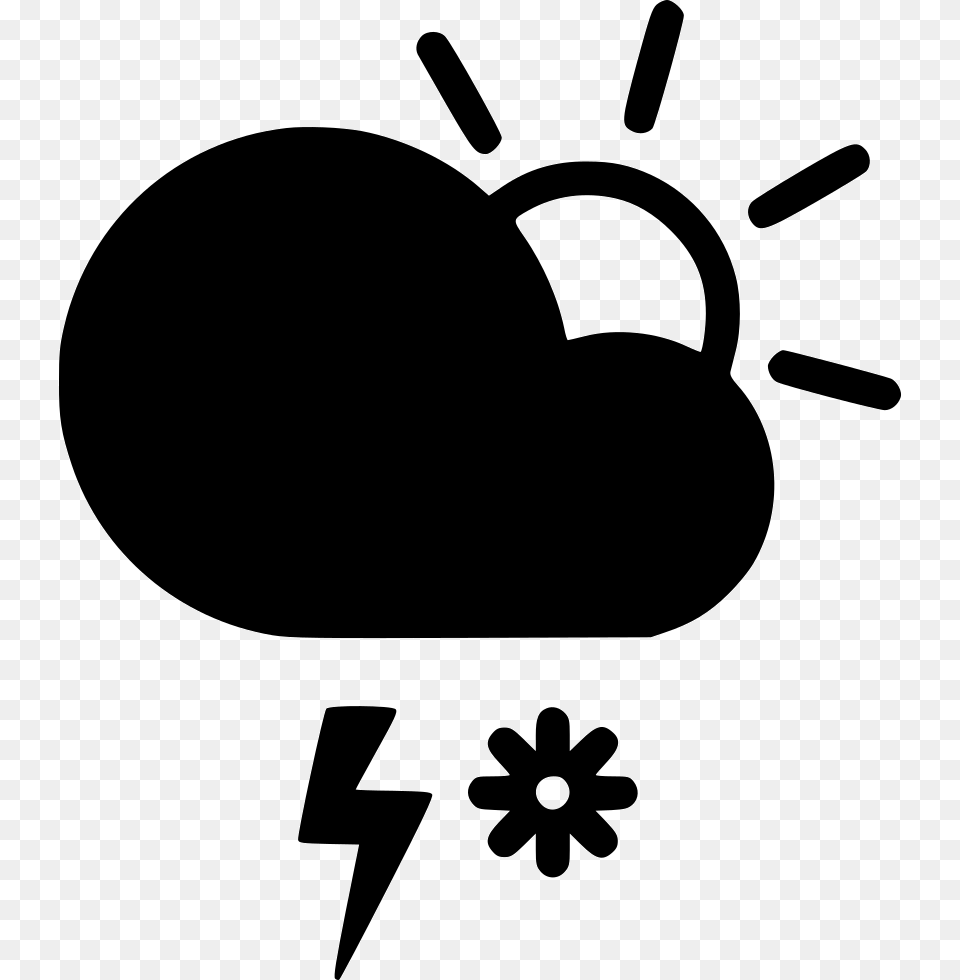 Day Snow Storm Cloud Lightning Sun Comments Sun And Wind Icon, Stencil, Silhouette Free Png