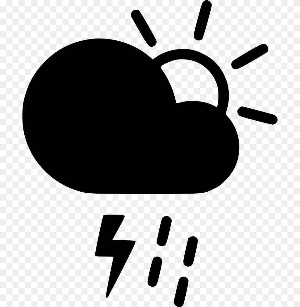 Day Thunderstorm Cloud Lightning Rain Shower Sun Cloud Wind Icons, Stencil, Silhouette Free Transparent Png