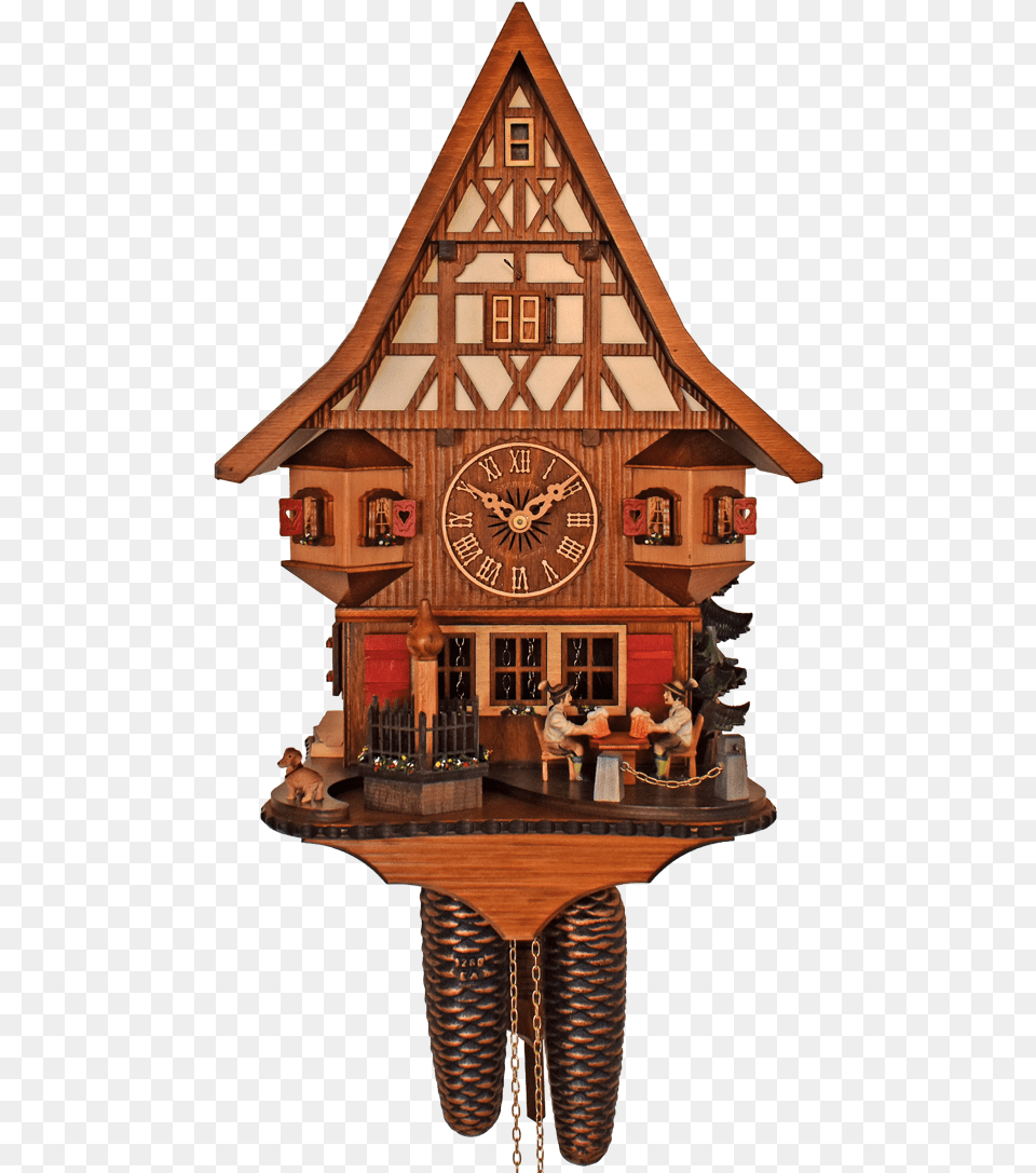 Day With Moving Beer Drinkers Amp Dachshund Cuckoo Clock, Person, Food, Sweets, Architecture Free Png Download