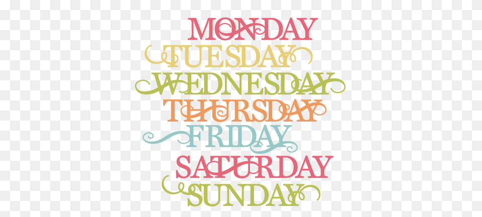 Days Of The Week Svg Cut Files For Scrapbooking Cardmaking Days Of The Week, Text, Advertisement, Poster Free Png