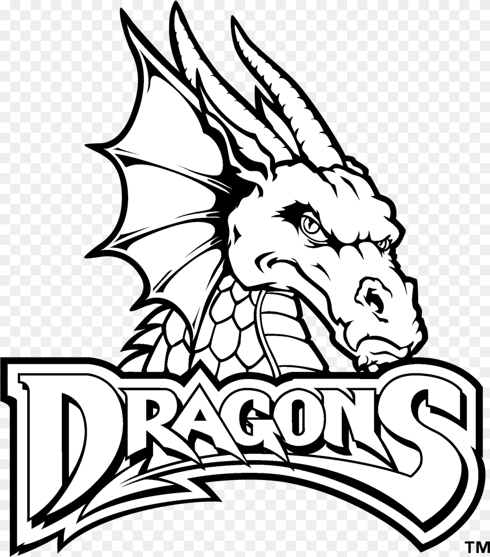 Dayton Dragons Logo Black And White Dayton Dragons, Dragon, Face, Head, Person Png