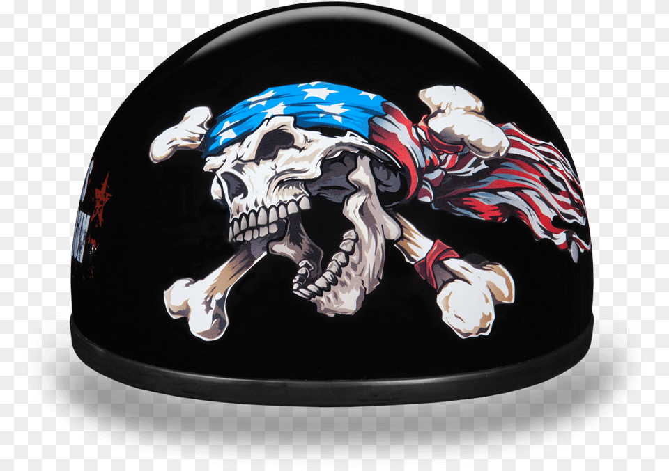 Daytona Half Helmet W Patriotic Skull Amp Crossbones Motorcycle Helmet, Crash Helmet, Person Free Png Download