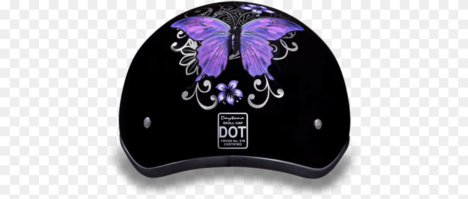 Daytona Women Purple Butterfly Dot Skull Cap Motorcycle Butterfly Purple On Helmet, Crash Helmet, Birthday Cake, Cake, Cream Free Png