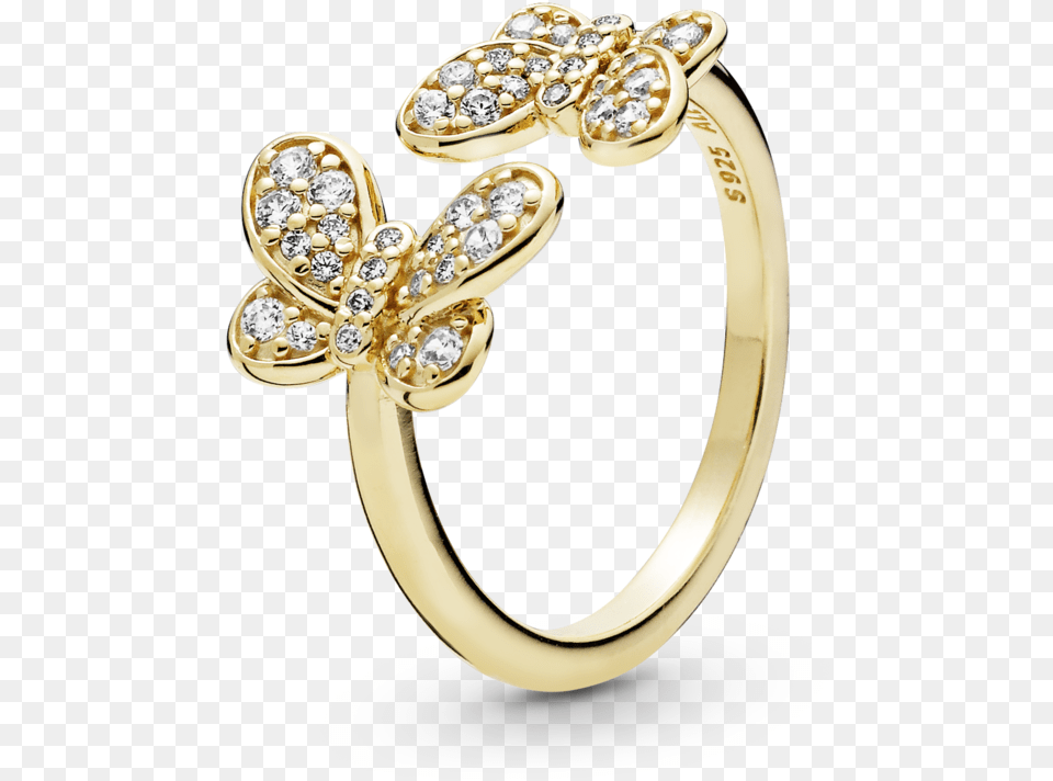Dazzling Butterflies Pandora Gold Butterfly Ring, Accessories, Diamond, Gemstone, Jewelry Free Transparent Png
