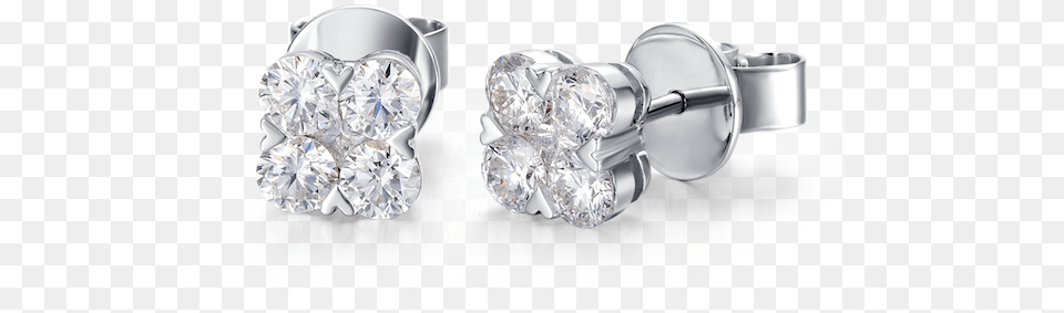 Dazzling Four Leaf Clover Diamond Stud Earrings Earrings, Accessories, Earring, Gemstone, Jewelry Png Image