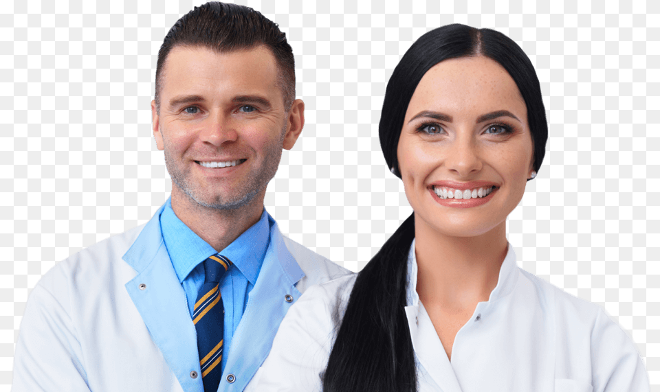 Dbs Two Dentists Smiling For Collection Of Bills Physician, Accessories, Lab Coat, Formal Wear, Shirt Free Png Download