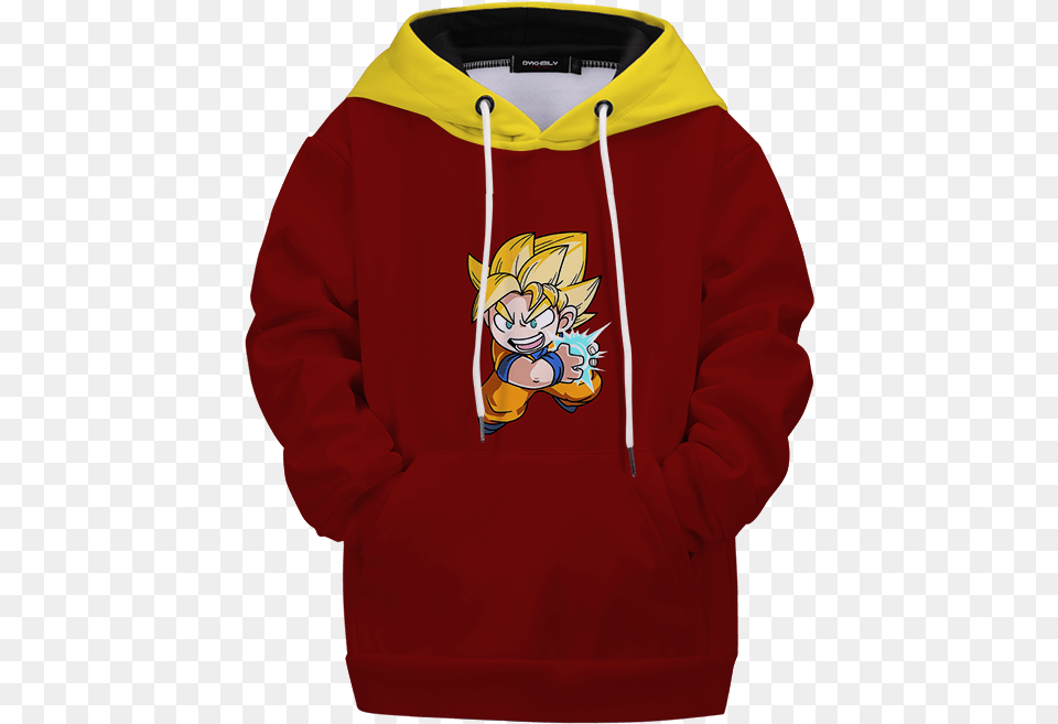 Dbz Keep Calm And Kamehameha Chibi Goku Kids Hoodie Long Sleeve, Clothing, Hood, Knitwear, Sweater Free Png Download