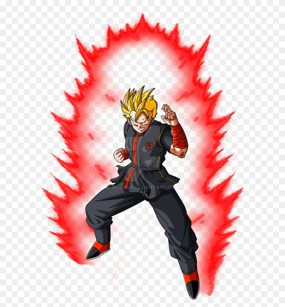 Dbz Oc Super Saiyan With Red Aura, Person, Book, Comics, Publication Free Png Download