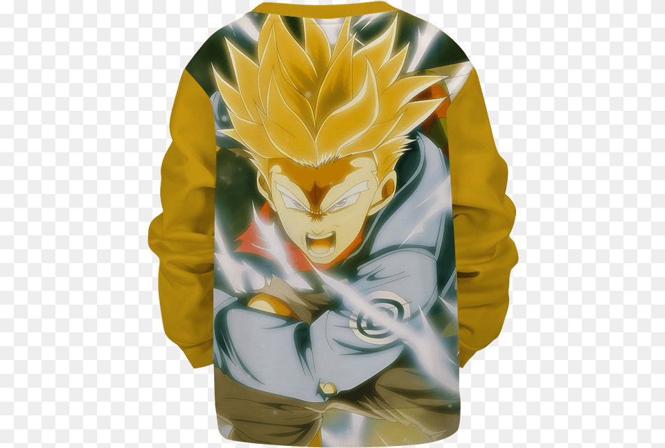 Dbz Super Saiyan Future Trunks Angry Yellow Kids Sweatshirt Hinh Trunk Dragon Ball Gt, Book, Clothing, Coat, Comics Free Png Download