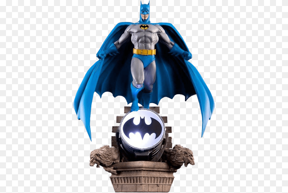 Dc Comics Batman Statue By Pop Culture Shock Batman Classic Blue And Grey, Logo, Adult, Male, Man Png