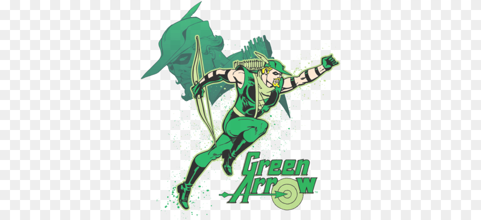 Dc Comics Green Arrow In Action Men39s Regular Fit T Shirt Green Arrow Logo Trucker Hat Adult Unisex White And, Art, Graphics, Person, Female Free Png