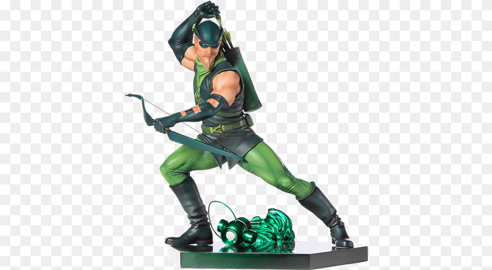 Dc Comics Green Arrow Statue Green Arrow Iron Studios, Adult, Male, Man, Person Free Transparent Png