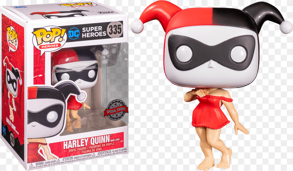 Dc Comics Pop Vinyl Harley Quinn In Mad Love 335 Batman Funko Pop Harley Quinn, Figurine, Baby, Person, Helmet Png Image