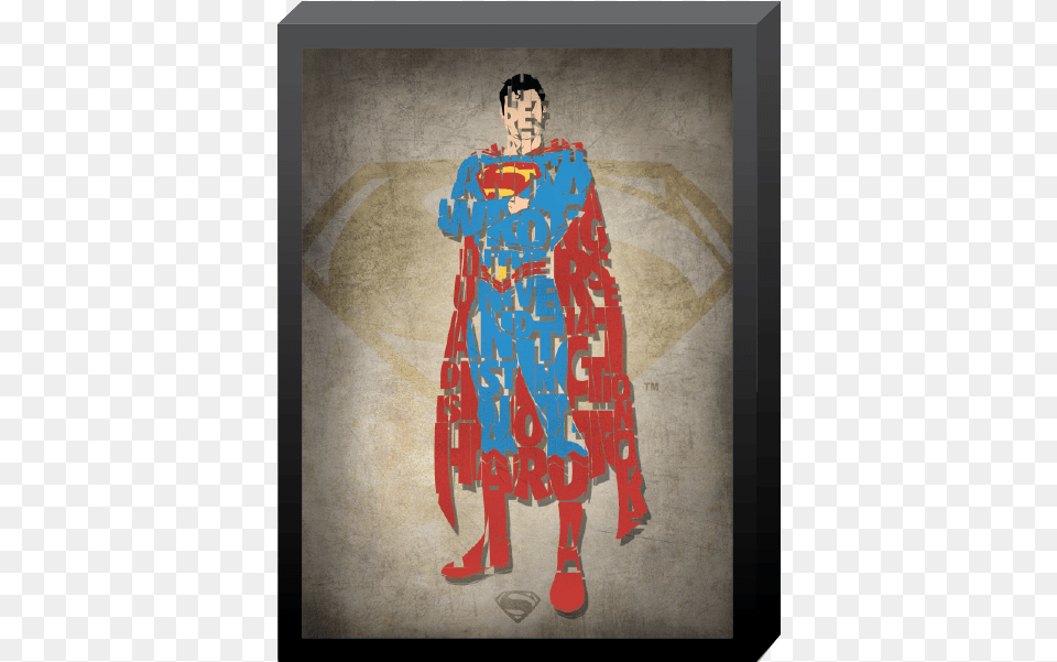 Dc Comics Printed Glass Quotsupermanquot Words In Shadowbox Glass Painting Of Superman, Art, Adult, Man, Male Png