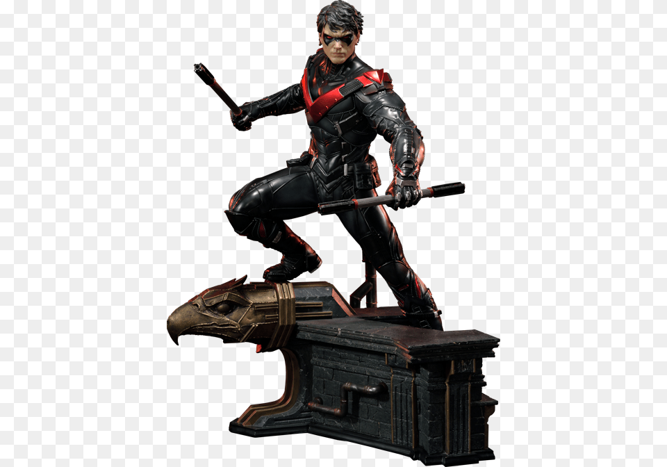 Dc Comics Statue Nightwing Red Version Red Nightwing Statue, Adult, Male, Man, Person Free Png