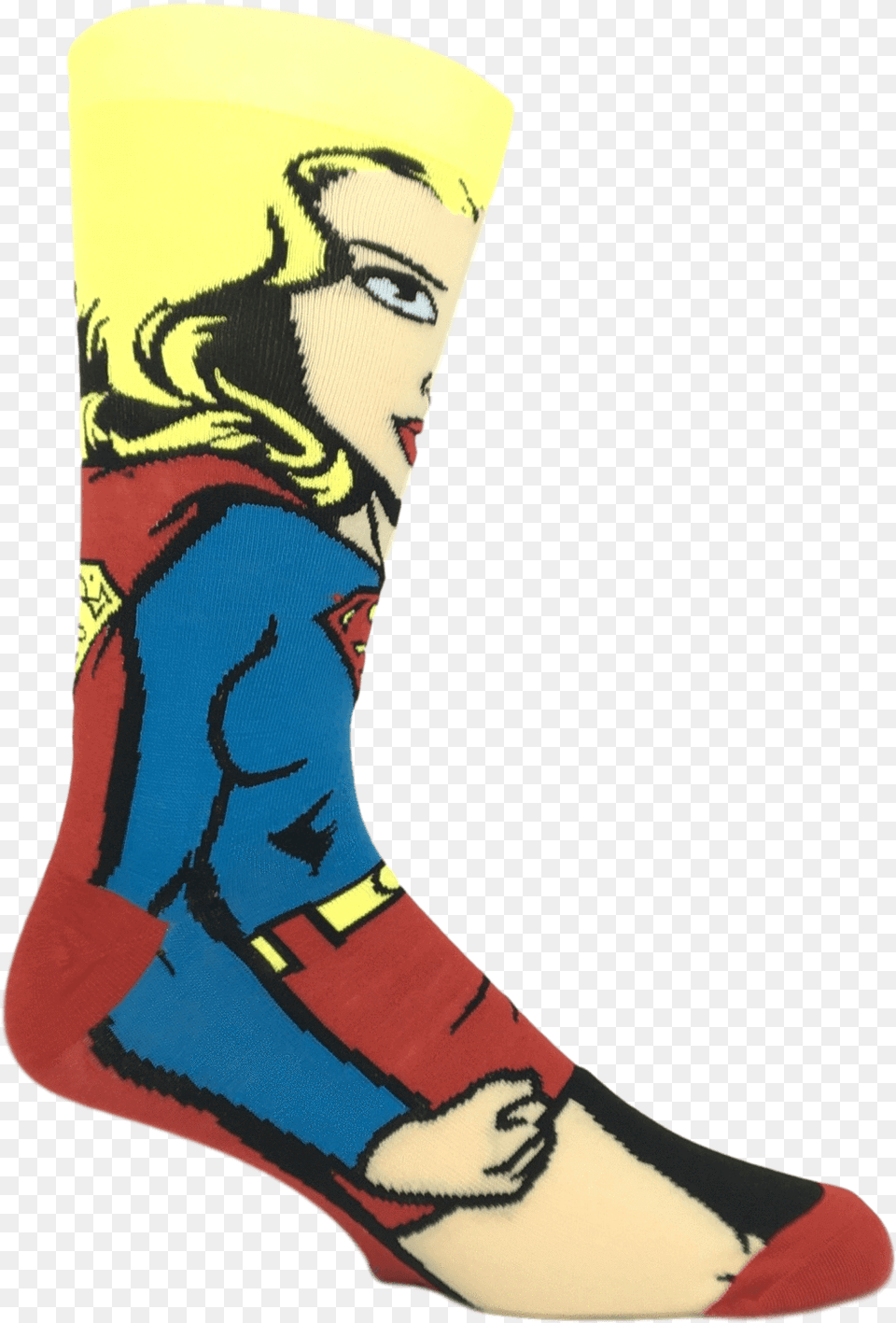 Dc Comics Super Girl 360 Superhero Socks Superhero Sock Transparent Files, Person, Clothing, Face, Head Png