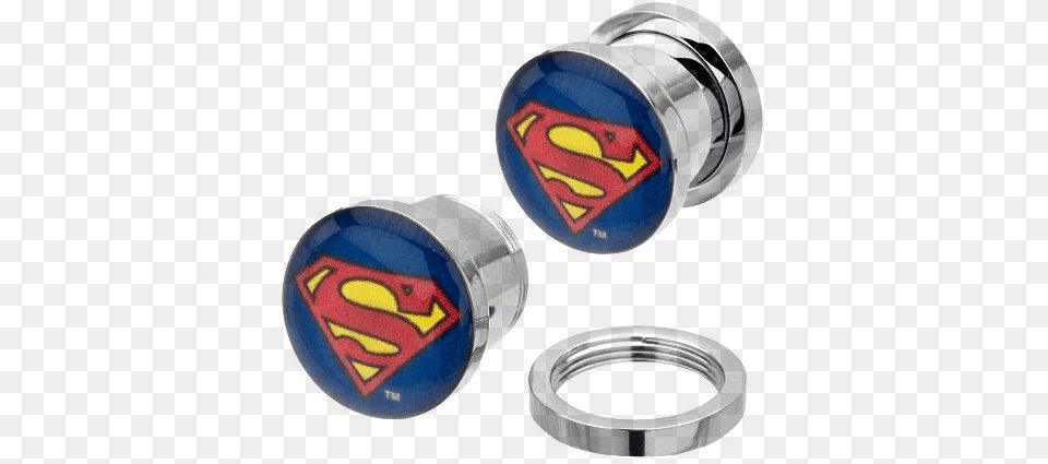 Dc Comics Superman Logo Screw Fit Stainless 316l Surgical Steel Plugs Surgical Stainless Steel Free Png Download