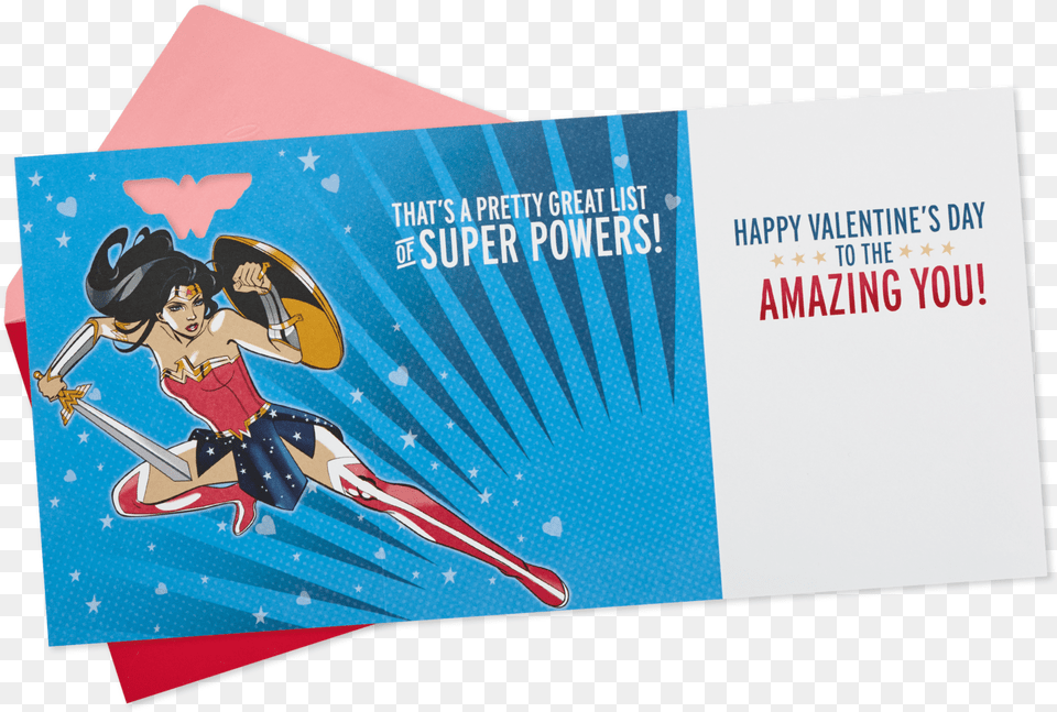 Dc Comics Wonder Woman Valentine S Day Card With Illustration, Paper, Person, Text, Face Png