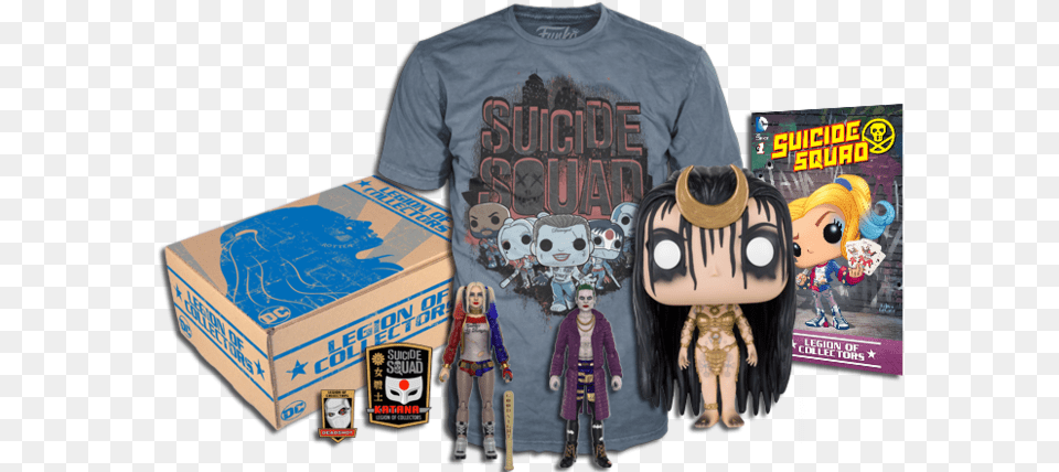 Dc Legion Of Collectors Suicide Squad Box, Clothing, T-shirt, Book, Publication Png Image
