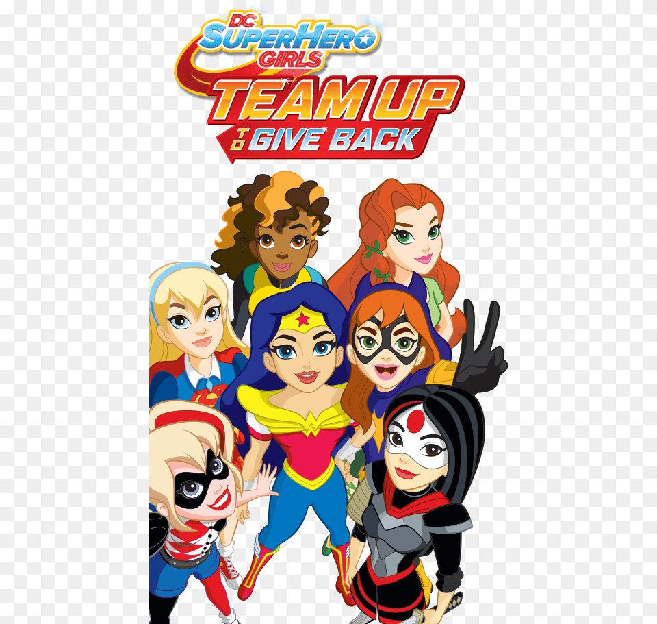 Dc Superheroes Girls Team Up To Give Back, Book, Comics, Publication, Baby Free Transparent Png