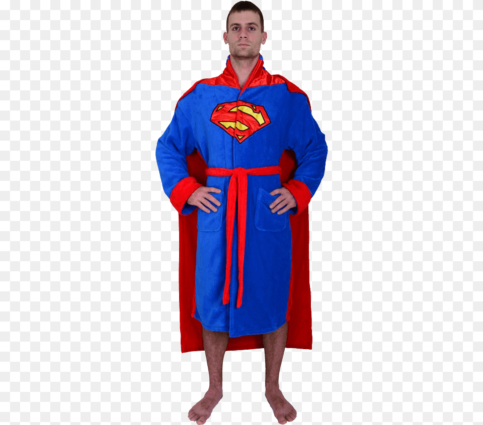 Dc Superman Robe With Cape Superman, Adult, Person, Man, Male Free Png Download