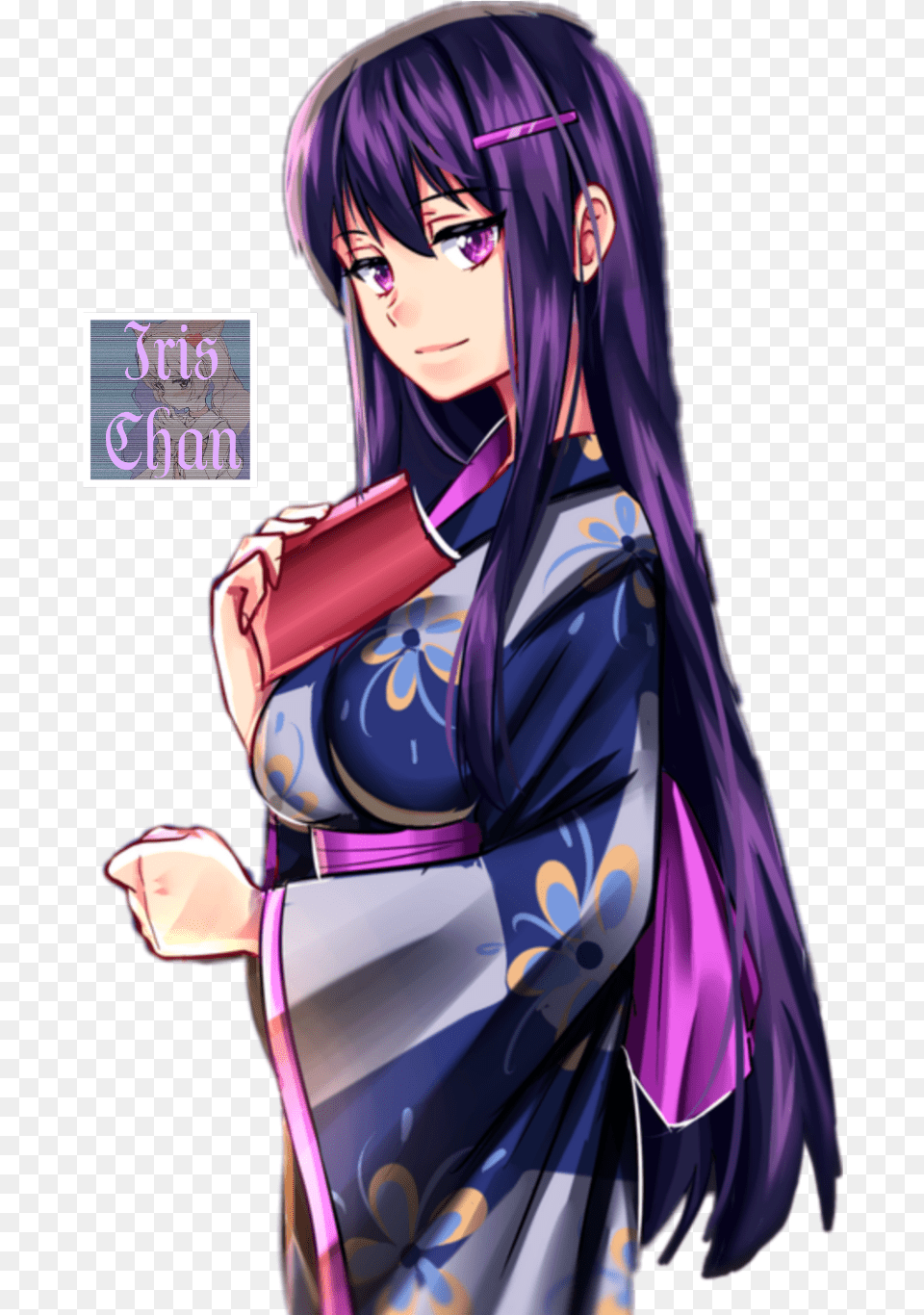 Ddlc Anime Purple Japan Kimono Yukata Yuri Yuriddlc Yuri X Monika Fanfic, Adult, Robe, Publication, Person Png