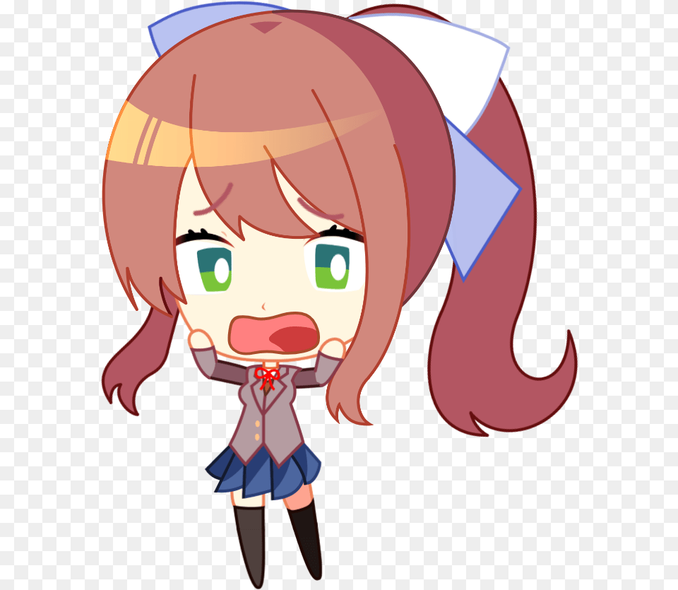 Ddlc Doki Doki Literature Club Monika Chibi, Book, Comics, Publication, Face Free Transparent Png